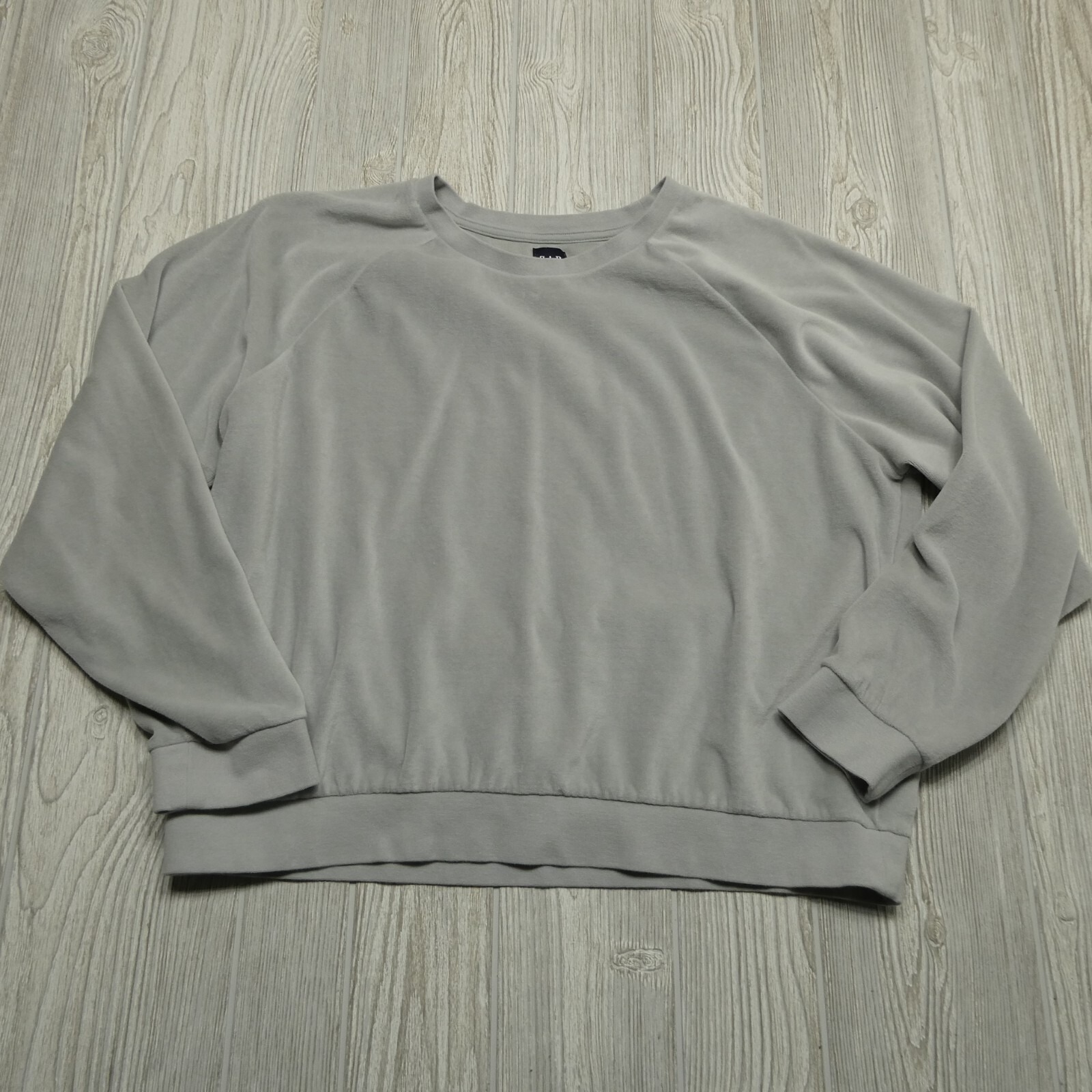 Vintage Gap Velour Sweater Womens 2xl Gray Soft Fleece Long Sleeve Sweatshirt